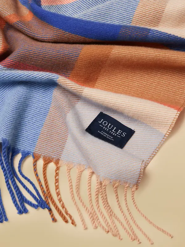 Joules Women's Langtree Scarf - Blue Cream Check Image 5