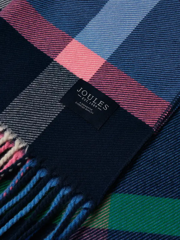 Joules Women's Langtree Scarf - Navy & Pink Check Image 6