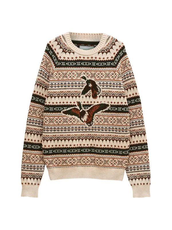 Joules Men's Intarsia Crew Ducks Sweater - Neutral Image 1