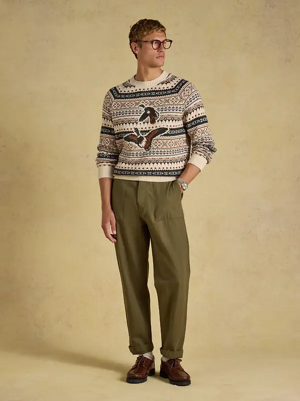 Joules Men's Intarsia Crew Ducks Sweater - Neutral Image 7