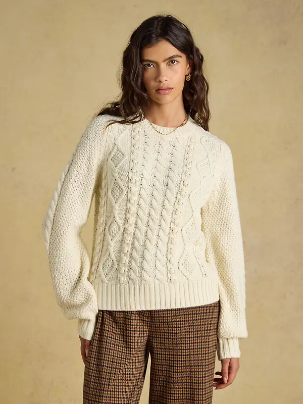 Joules Women's Rafferty Cable Knit Jumper - Cream Image 2
