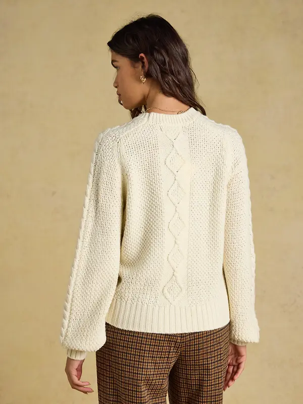 Joules Women's Rafferty Cable Knit Jumper - Cream Image 3