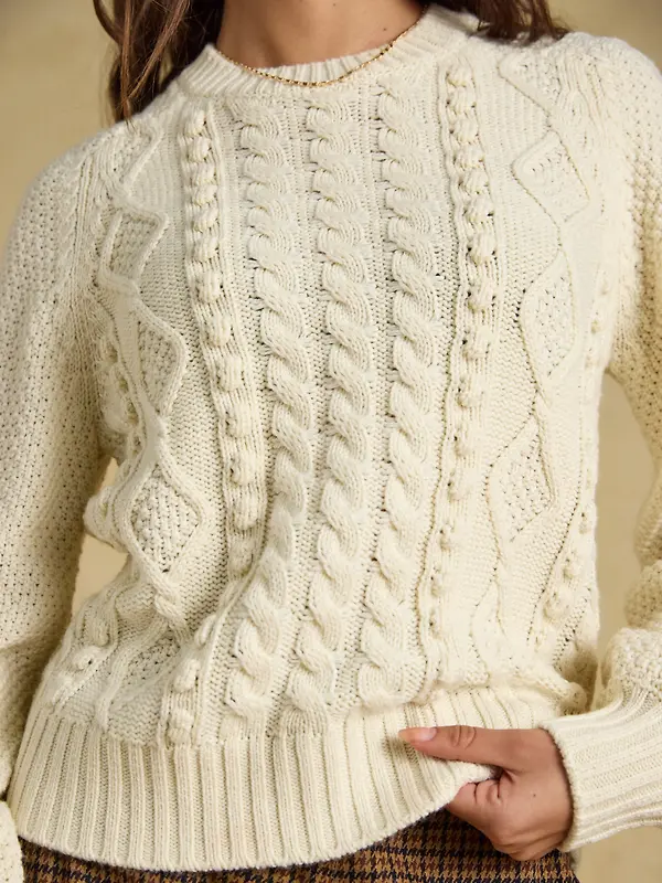 Joules Women's Rafferty Cable Knit Jumper - Cream Image 5