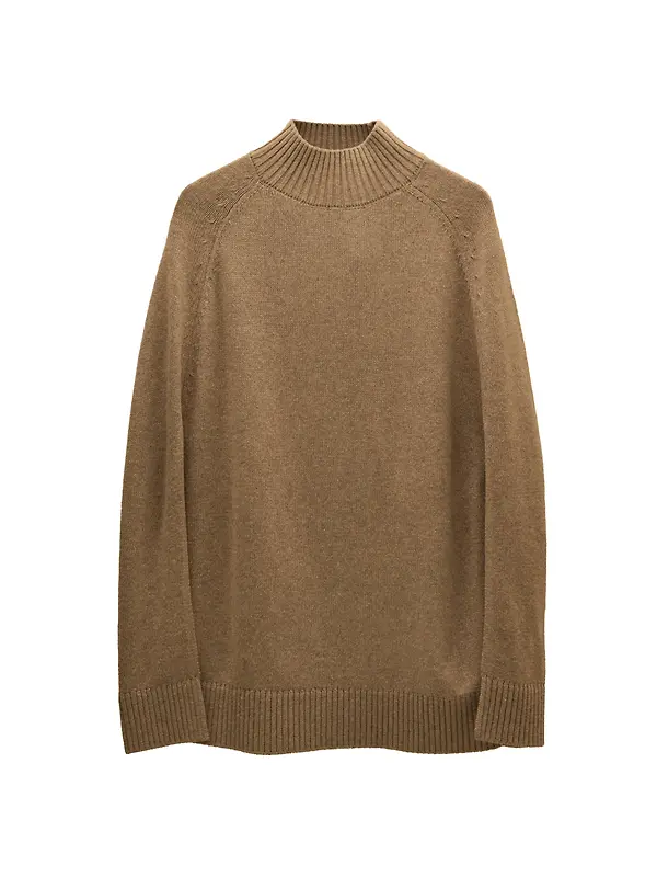Joules Women's Horse Wool Blend High Neck Knitted Cape - Tan Brown Image 1
