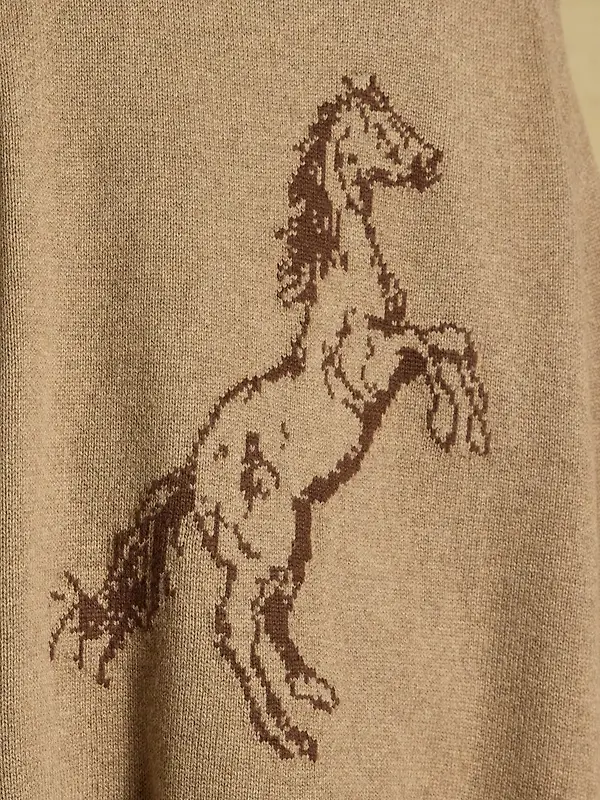Joules Women's Horse Wool Blend High Neck Knitted Cape - Tan Brown Image 6