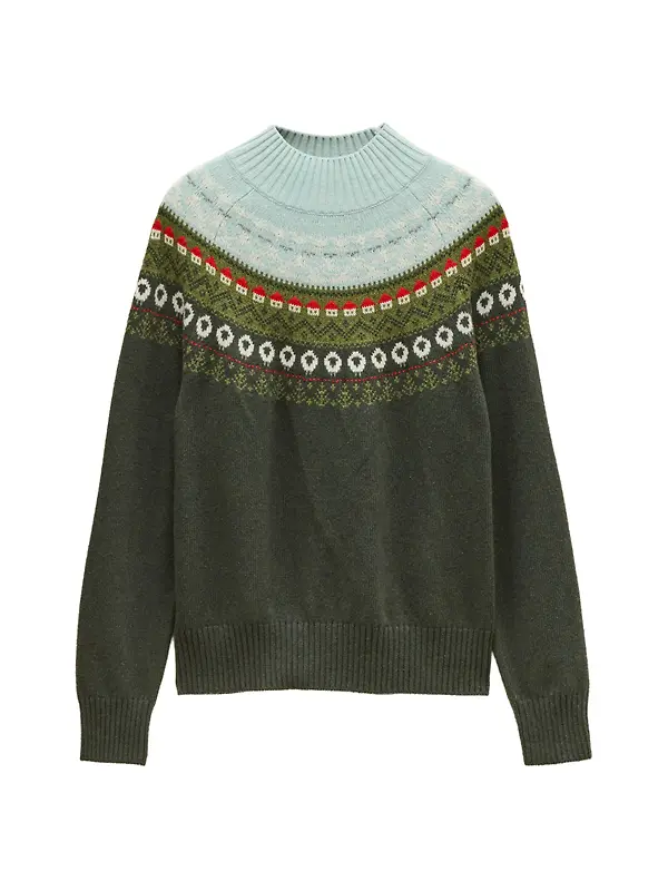 Joules Women's Landscape Pattern Cotton Blend Knitted Jumper - Green Image 1