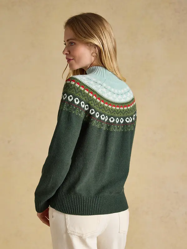 Joules Women's Landscape Pattern Cotton Blend Knitted Jumper - Green Image 3