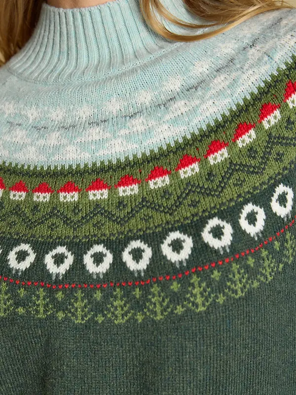Joules Women's Landscape Pattern Cotton Blend Knitted Jumper - Green Image 7