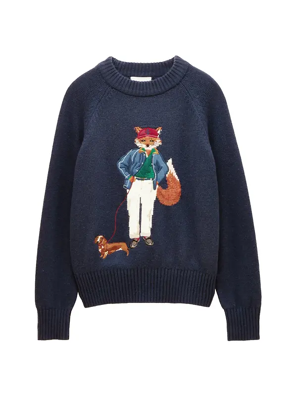 Joules Women's Jonty Fox Cotton Blend Crew Neck Knitted Jumper - Navy Image 1