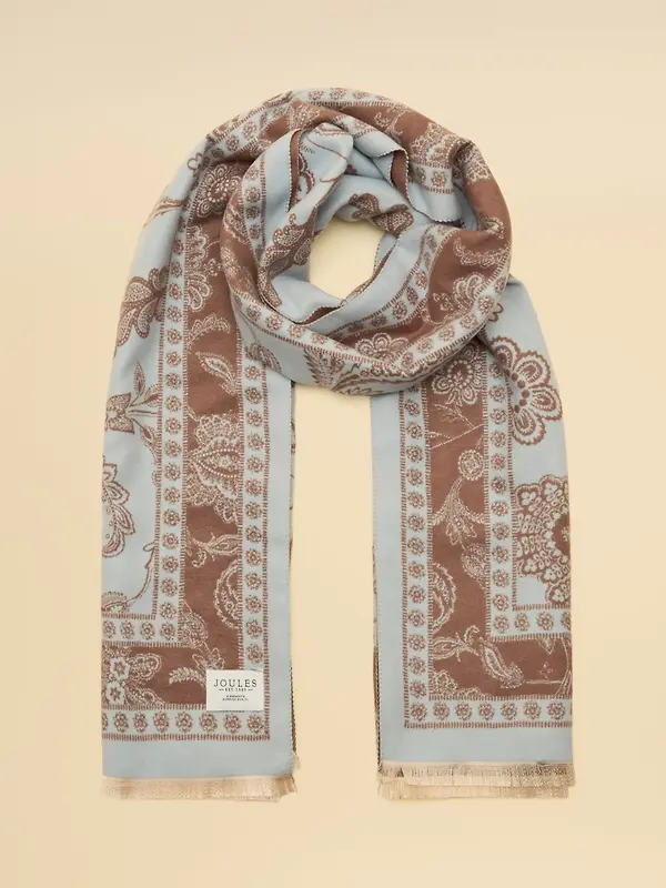 Joules Women's Jacquard Scarf - Blue Brown Floral Image 5
