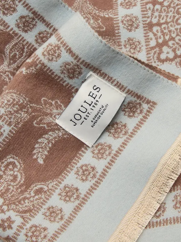 Joules Women's Jacquard Scarf - Blue Brown Floral Image 6