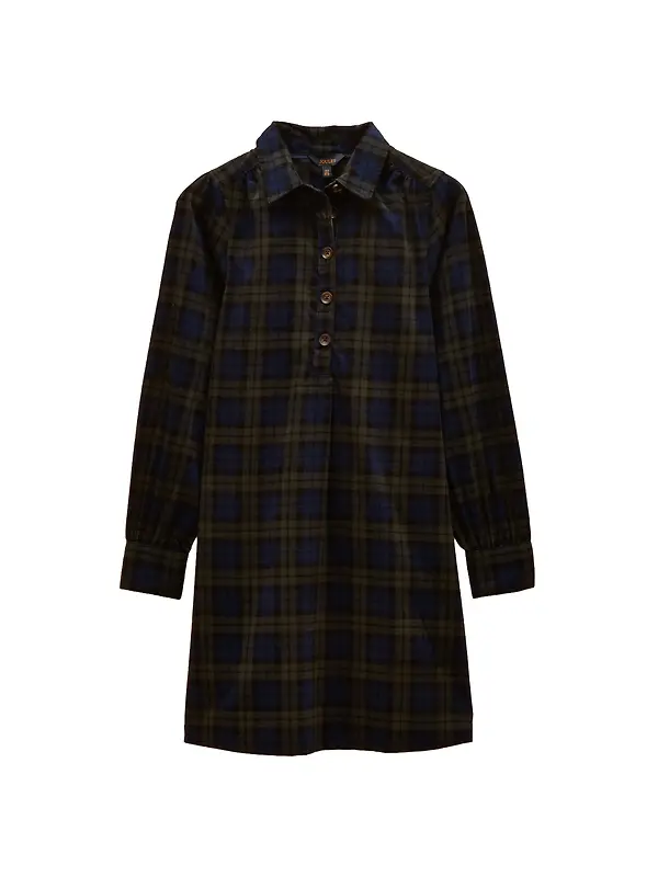 Joules Women's Maple Cord Shift Dress - Blue / Green Check Image 1