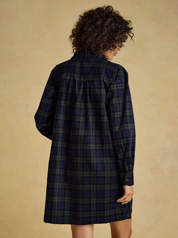 Joules Women's Maple Cord Shift Dress - Blue / Green Check Image 3