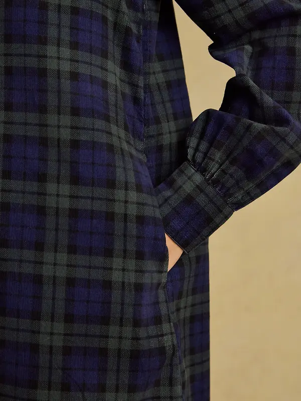 Joules Women's Maple Cord Shift Dress - Blue / Green Check Image 5