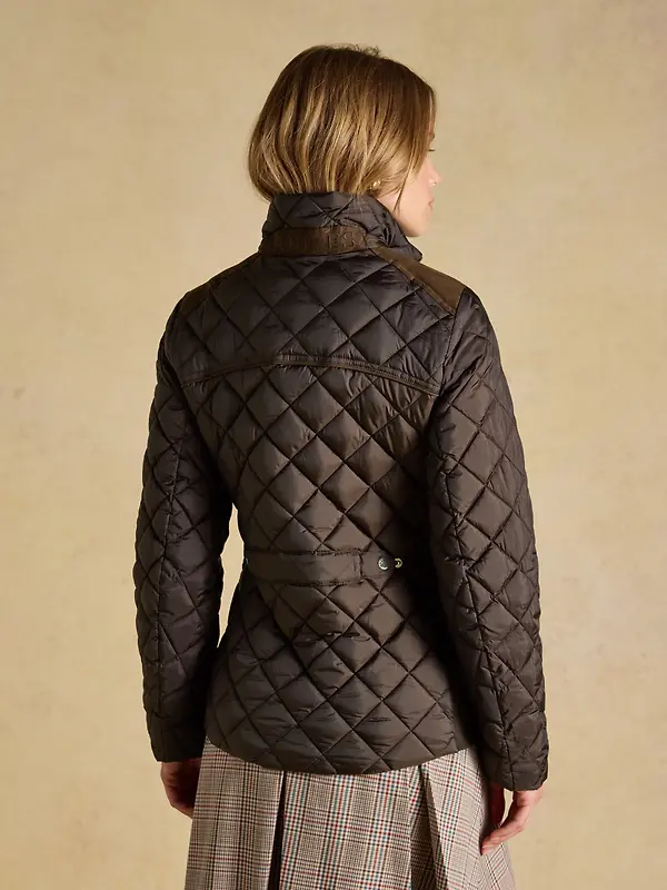 Joules Women's Braemar Luxe Showerproof Diamond Quilted Coat - Chocolate Brown Image 3