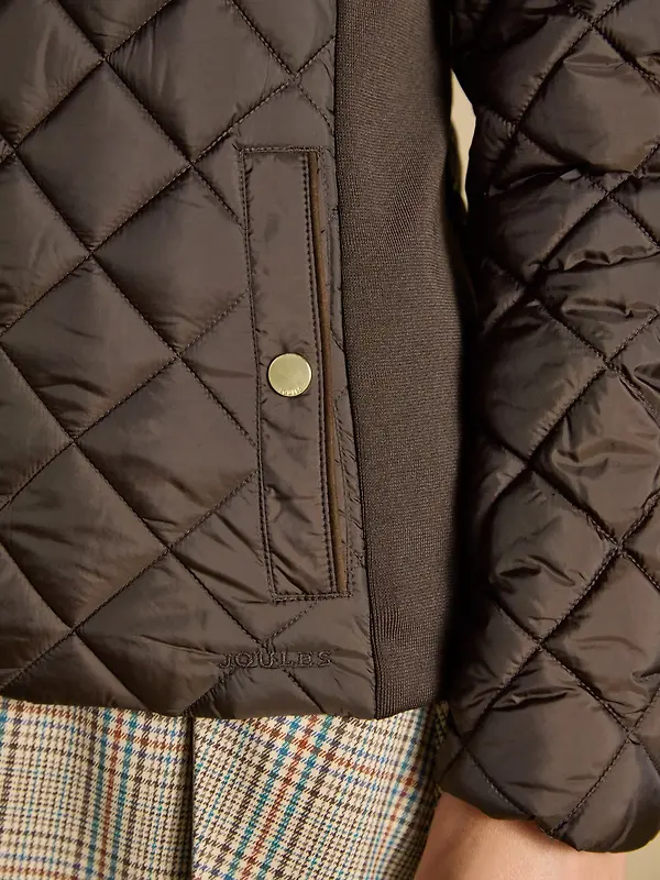 Joules Women's Braemar Luxe Showerproof Diamond Quilted Coat - Chocolate Brown Image 5