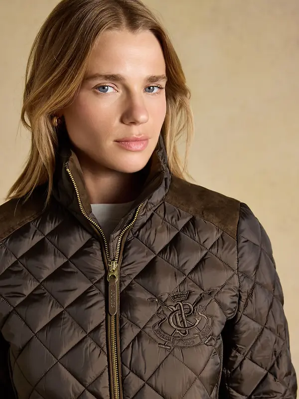 Joules Women's Braemar Luxe Showerproof Diamond Quilted Coat - Chocolate Brown Image 6