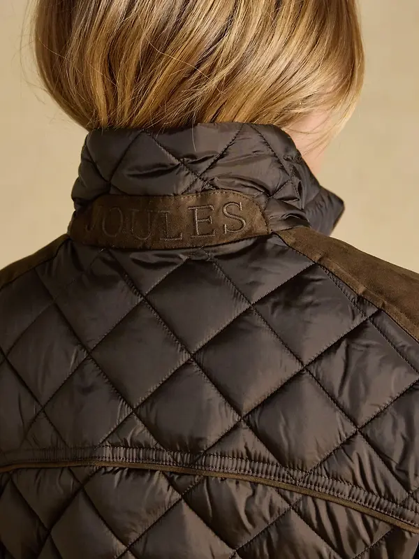 Joules Women's Braemar Luxe Showerproof Diamond Quilted Coat - Chocolate Brown Image 8