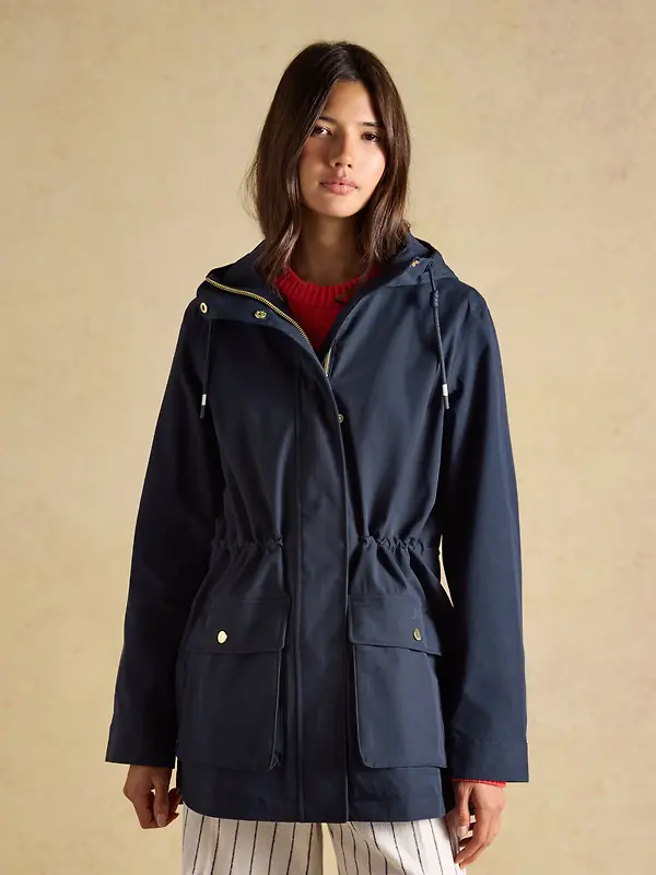 Joules Women's Portwell Waterproof Raincoat With Hood - Navy Image 9