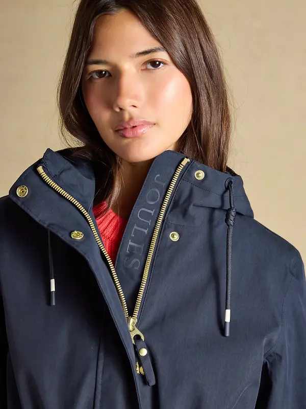 Joules Women's Portwell Waterproof Raincoat With Hood - Navy Image 12