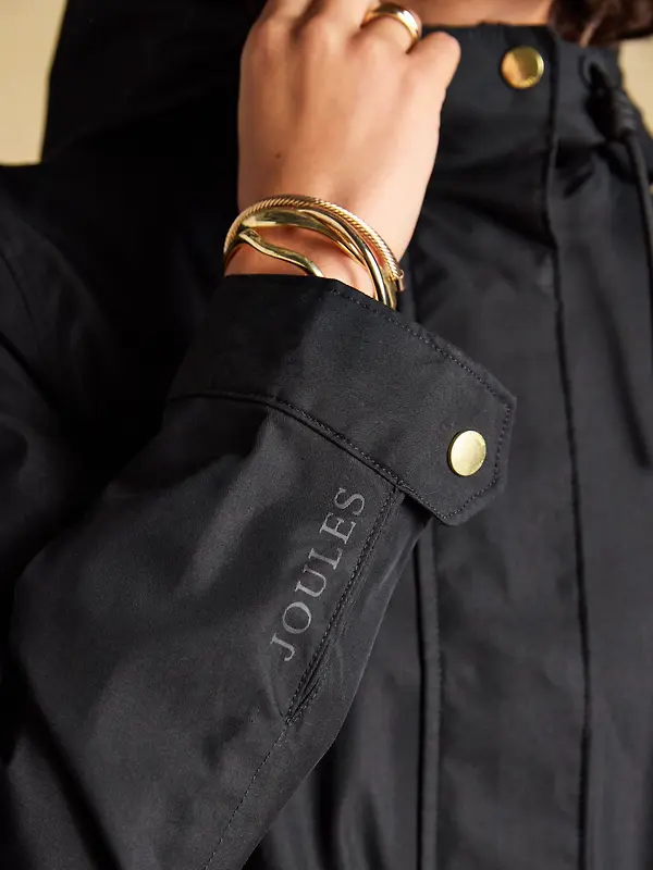 Joules Women's Portwell Waterproof Raincoat With Hood - Black Image 4