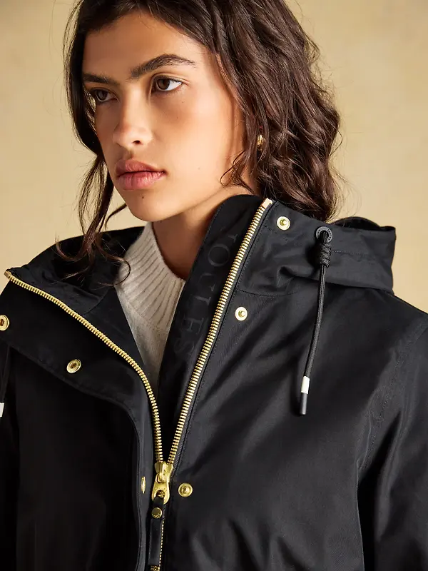 Joules Women's Portwell Waterproof Raincoat With Hood - Black Image 5