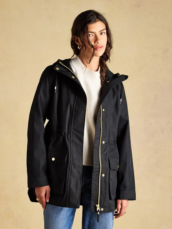Joules Women's Portwell Waterproof Raincoat With Hood - Black Image 6