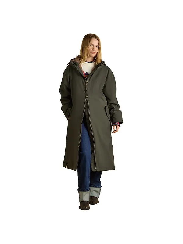 Joules Women's Coverall Oversized Fleece Lined Waterproof Coat - Green Image 1