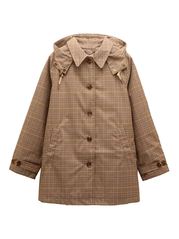 Joules Women's Rainmore Waterproof Button Through Raincoat - Tweed Check Image 1