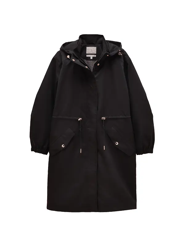 Joules Women's Stormwell Waterproof Longline Raincoat with Hood - Black Image 1