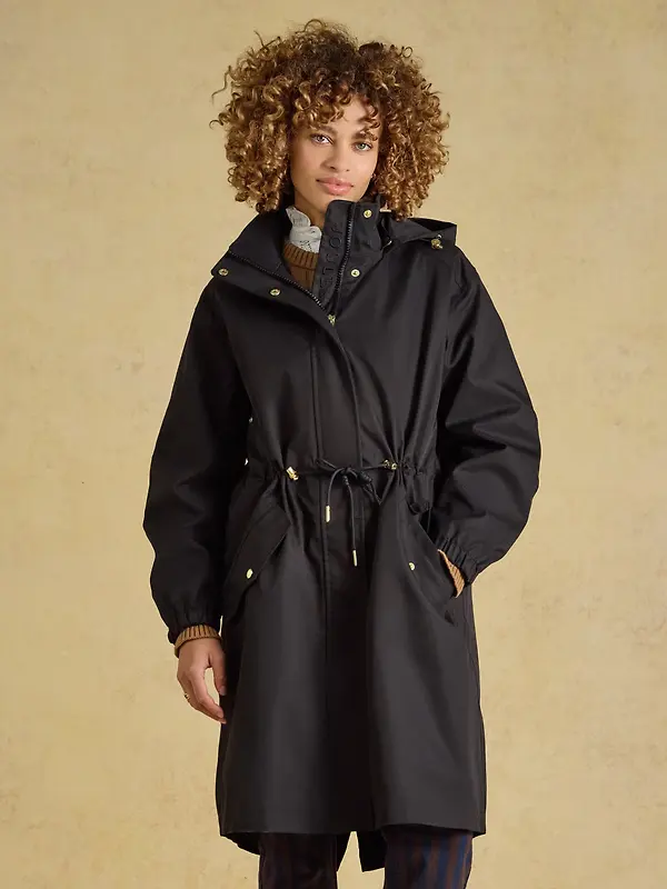 Joules Women's Stormwell Waterproof Longline Raincoat with Hood - Black Image 2