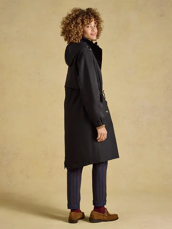 Joules Women's Stormwell Waterproof Longline Raincoat with Hood - Black Image 3