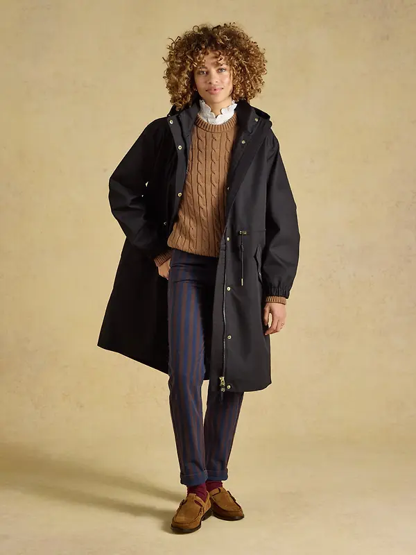 Joules Women's Stormwell Waterproof Longline Raincoat with Hood - Black Image 6