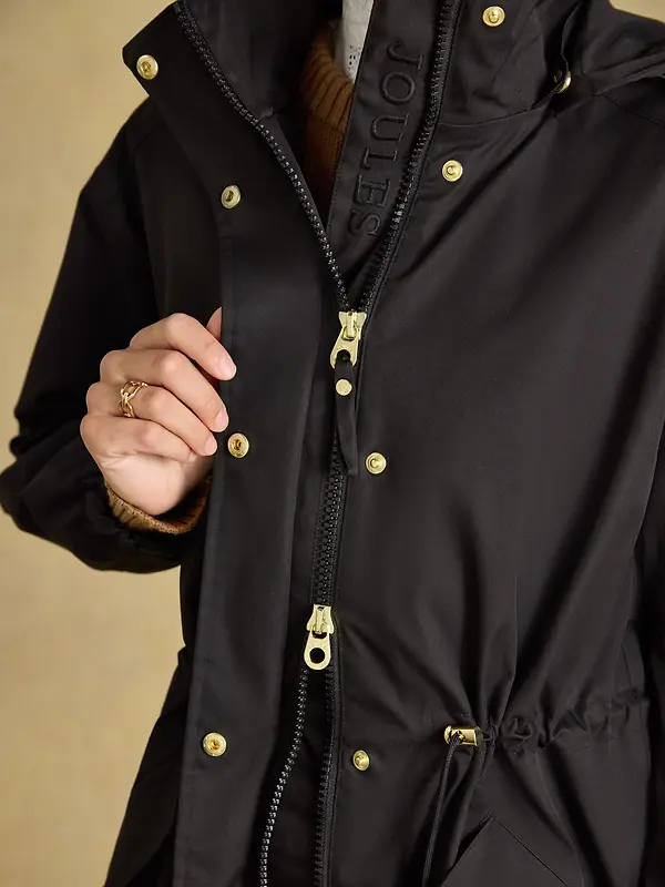 Joules Women's Stormwell Waterproof Longline Raincoat with Hood - Black Image 7