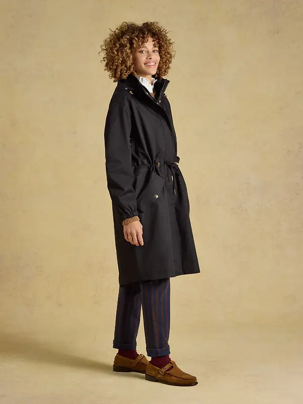 Joules Women's Stormwell Waterproof Longline Raincoat with Hood - Black Image 9