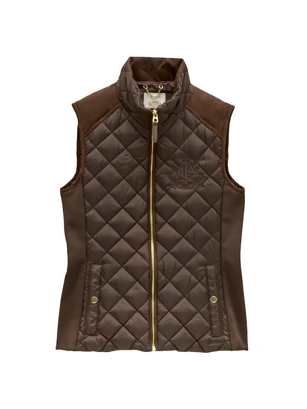 Joules Women's Braemar Luxe Showerproof Diamond Quilted Gilet - Chocolate Brown Image 1