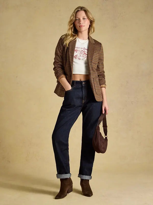 Joules Women's Albury Jersey Tweed Blazer - Check Image 6