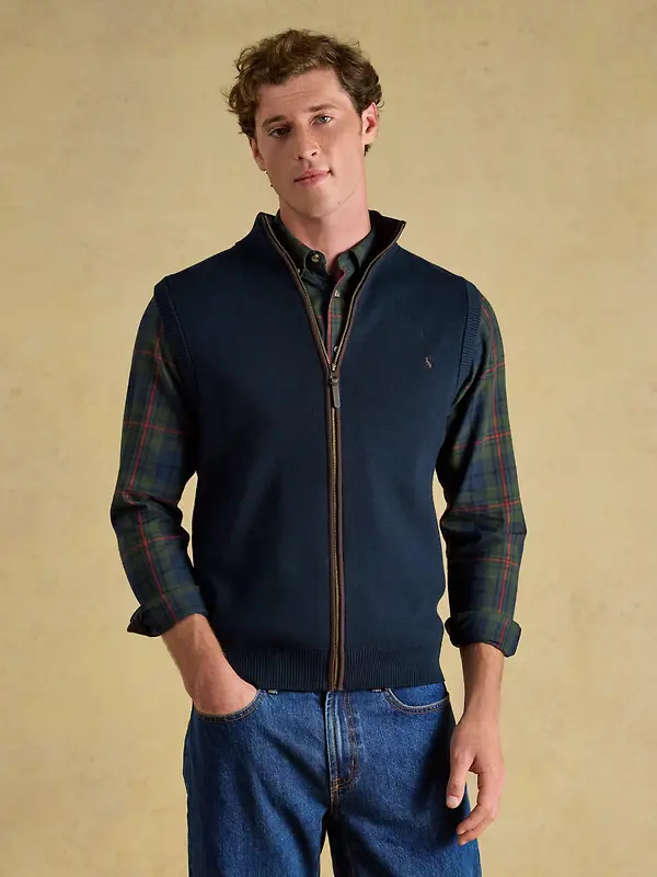 Joules Men's Hillside Zip Up Gilet - Navy Image 2