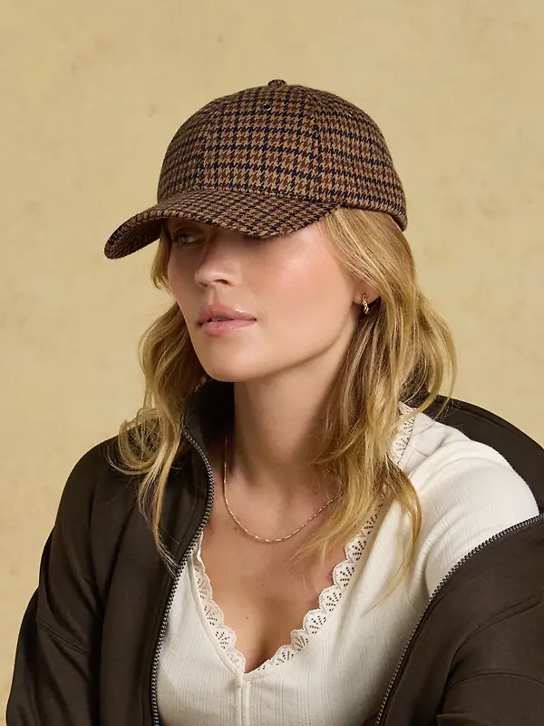 Joules Women's Perry Baseball Cap - Neutral Houndstooth Jersey Image 2