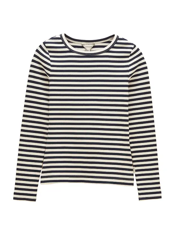 Joules Women's Sophie Long Sleeve Ribbed Fitted T-Shirt - Navy Striped Image 1