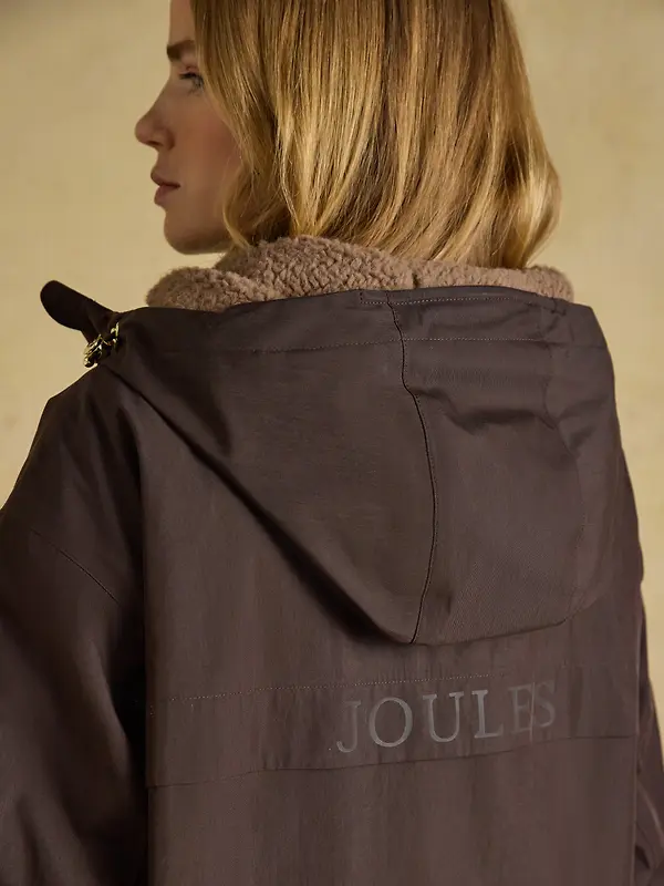 Joules Women's Coverall Oversized Fleece Lined Waterproof Coat - Chocolate Brown Image 10