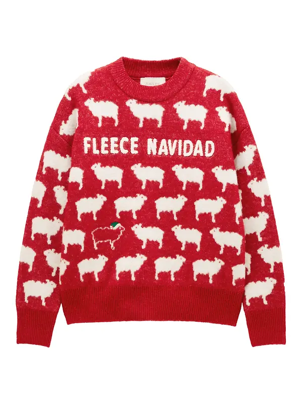 Joules Women's Fleece Navidad Sheep Icon Crew Neck Knitted Jumper - Red Image 1