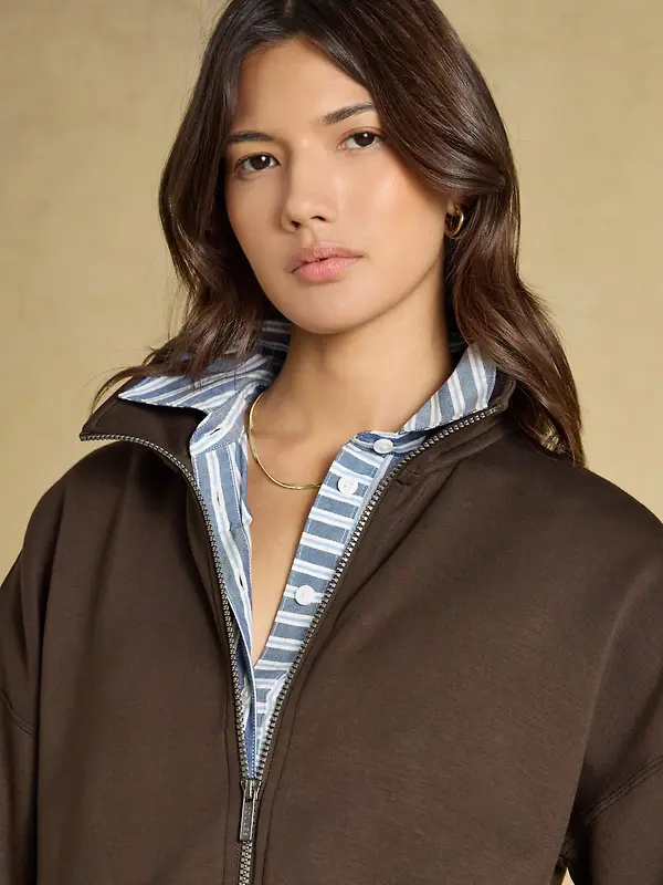 Joules Women's Soft Full Zip Funnel Neck Sweatshirt - Chocolate Brown Image 5