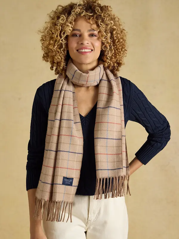 Joules Women's Langtree Scarf - Neutral Check Image 2