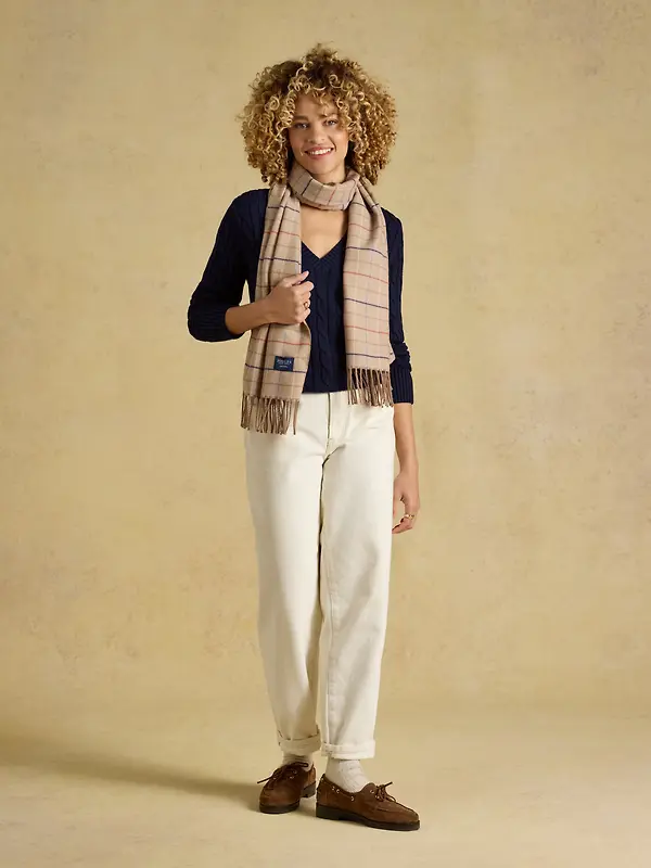 Joules Women's Langtree Scarf - Neutral Check Image 3
