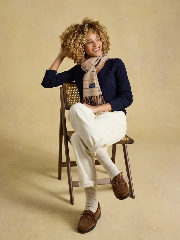 Joules Women's Langtree Scarf - Neutral Check Image 4