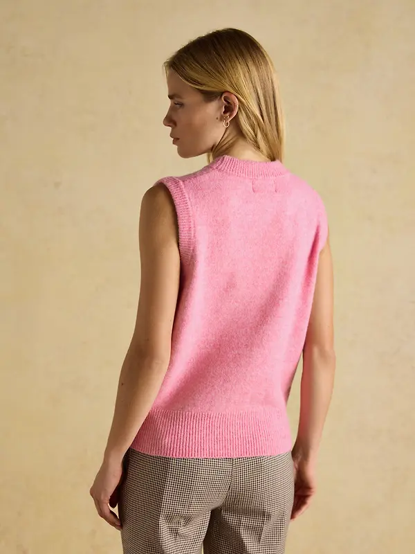 Joules Women's Holly Knitted Crew Neck Vest - Bright Pink Image 3
