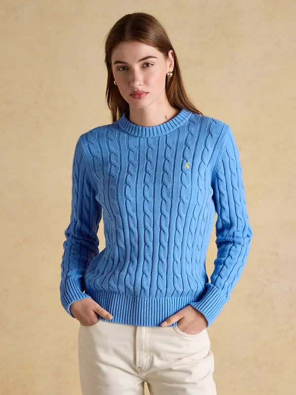 Joules Women's Classic Cotton Cable Knit Jumper - Blue Image 2