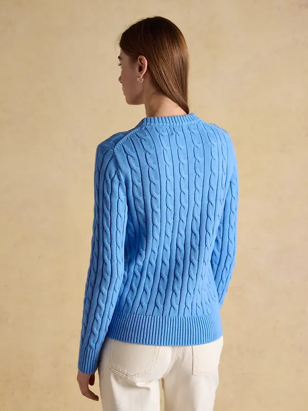 Joules Women's Classic Cotton Cable Knit Jumper - Blue Image 3