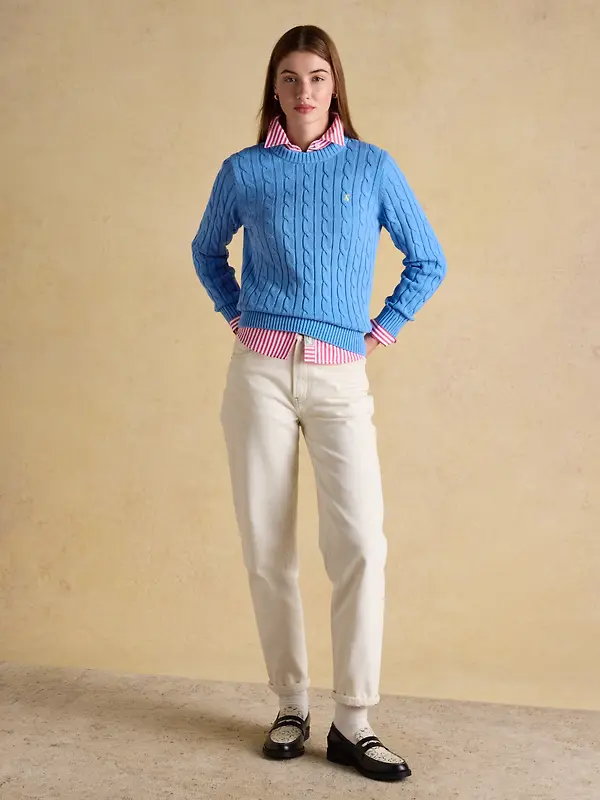 Joules Women's Classic Cotton Cable Knit Jumper - Blue Image 4